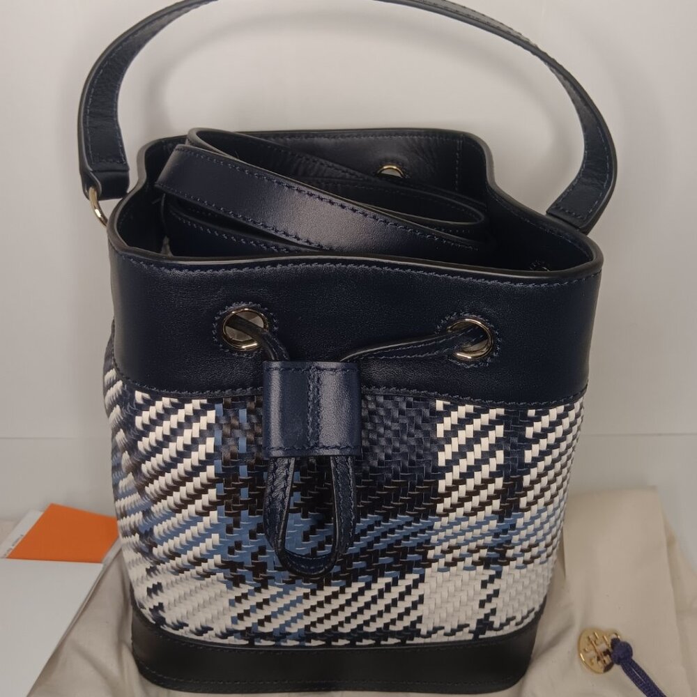 NWT RARE TORY BURCH ROBINSON PLAID BUCKET BAG - Picture 11 of 12